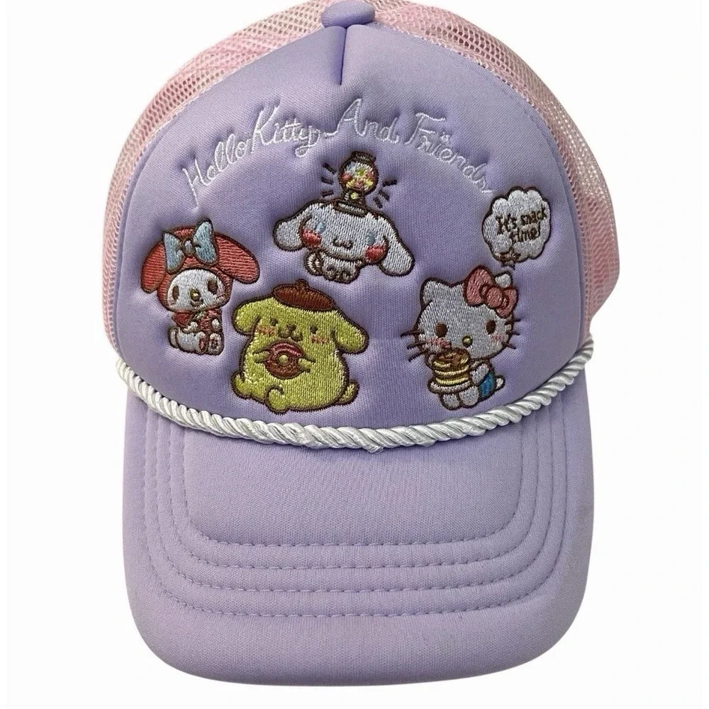 New! Hello Kitty & Friends Youth Trucker Hat Purple Pink Y2K My Melody Girl Gift